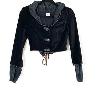 Billy Reid Black Velvet Leather Cropped Blazer 2